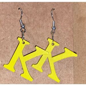 ☀️3/$9☀️ Letter “K” Wood Earrings (Yellow)